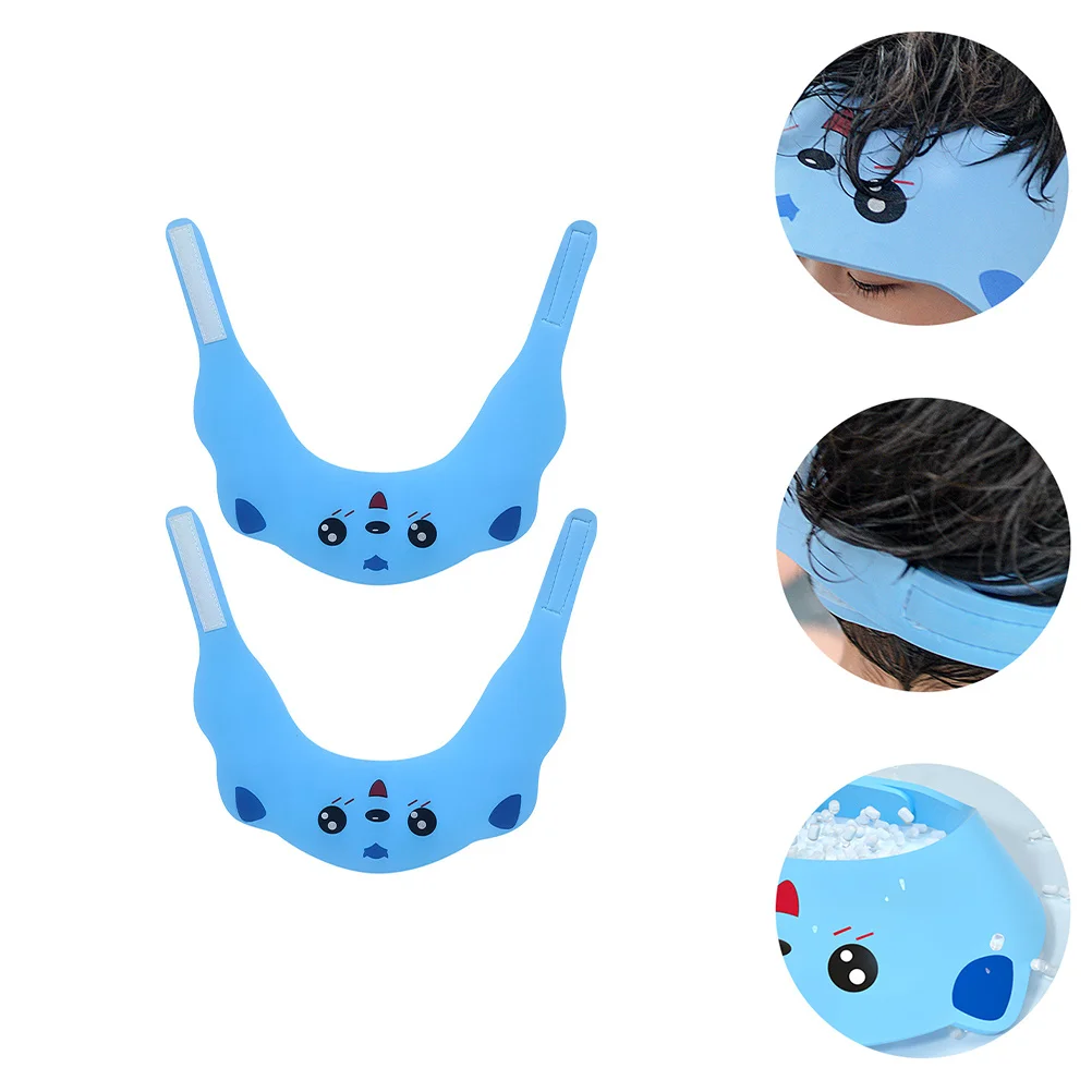 

2Pcs Baby Shower Hats Adjustable Protective Visor Shampoo Caps Waterproof Infant Bathing Safety Caps Infant Bathing Hat