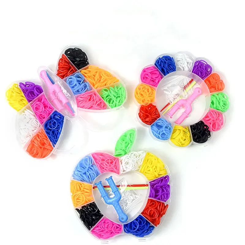 1 Box Rubber Loom Band Bracelet Kit Bead Set for DIY Elastic Friendship Bracelet Girls Jewelry Make Creation Knitting Accessory - 3