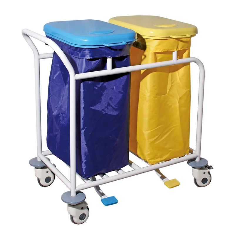 

MN-LT002 Stainless Steel Janitor Cart Hotel Hospital Dirty Laundry Linen Trolley Housekeeping Cleaning Trolley