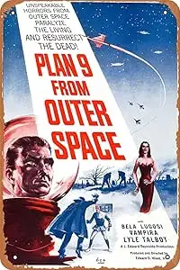 NIUMOWANG Metal Sign - Plan 9 from Outer Space Tin Poster 12 X 8 Inches