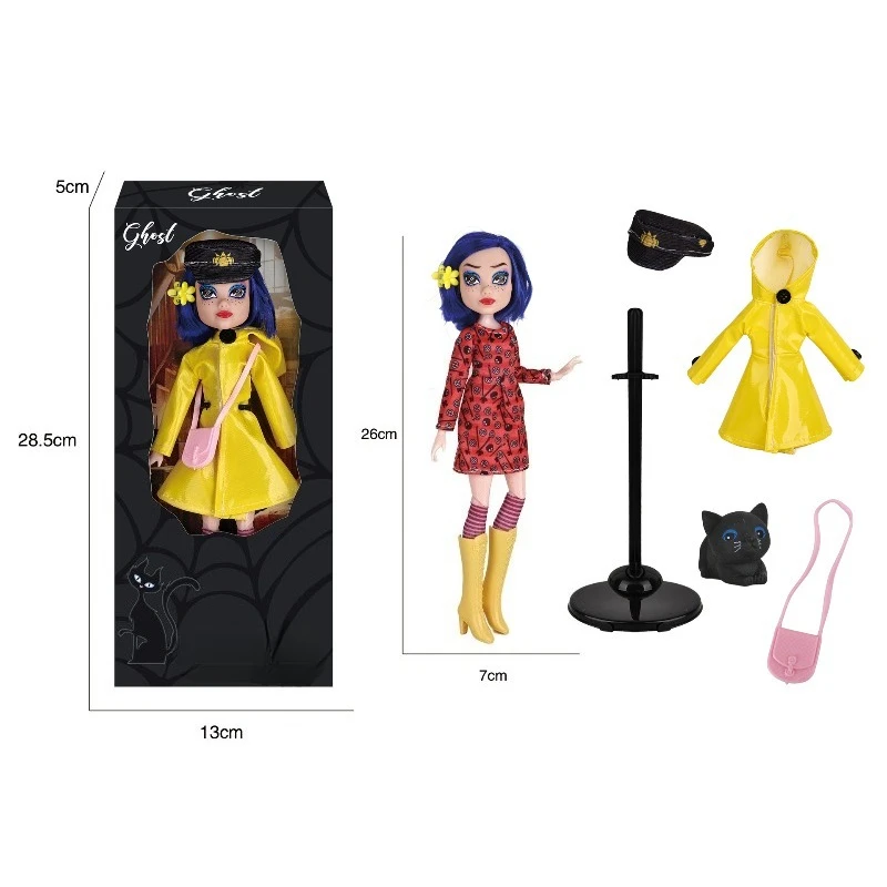 2026 Hot Carolines Ghost Mom Toys Yellow Raincoat Toy Black CatVersion Joint Mobile Dress Up Set Toy Ornament Birthday Gift