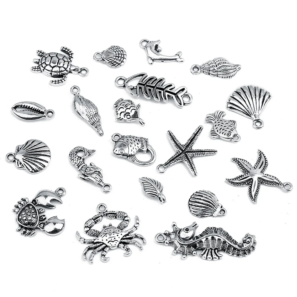 

30 Pcs Fishtail Alloy Pendant Accessories Earrings Trendy Sea Star Jewelry DIY Making