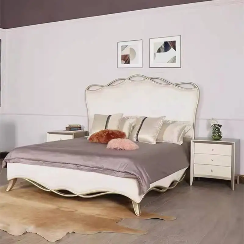 European White Double Bed Decoration Australia Floating Modern Double Bed Frame Luxury Wooden Cama Casal Furniture For Home