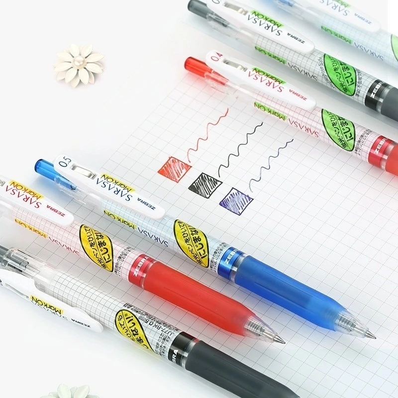 Ograniczona Edycja Japonia ZEBRA JJ77 Długopis Żelowy Szybkoschnący MARK ON Duża Pojemność 0.5mm Czarny/Niebieski/Czerwony Artykuły Papiernicze do Pisania dla Uczniów i Biura — zdjęcie produktu 3