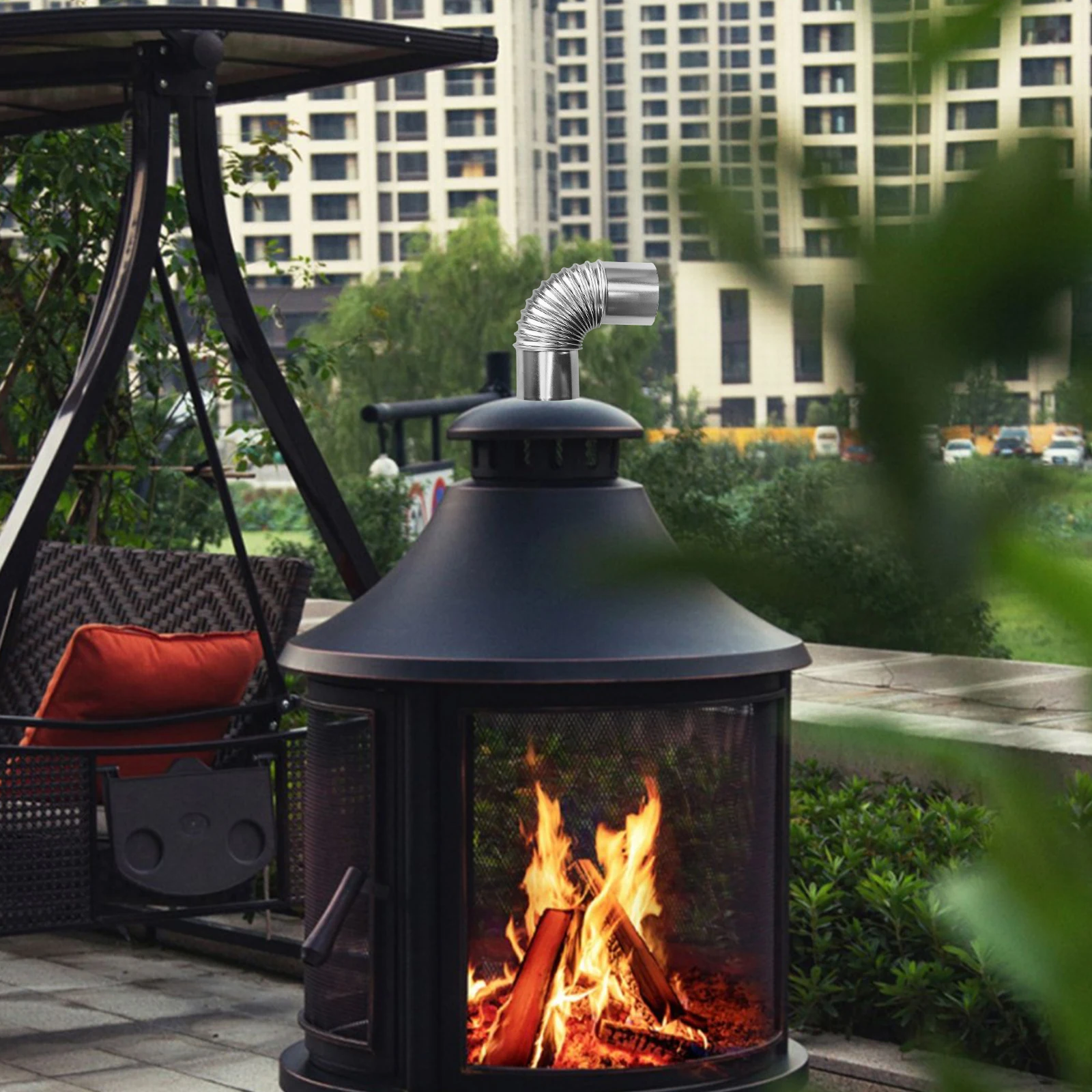 Juego de codo de tubo de chimenea de acero inoxidable, extensión de combustión de estufa de 45 y 90 grados, accesorios de estufa de leña para acampar al aire libre, 2 uds.