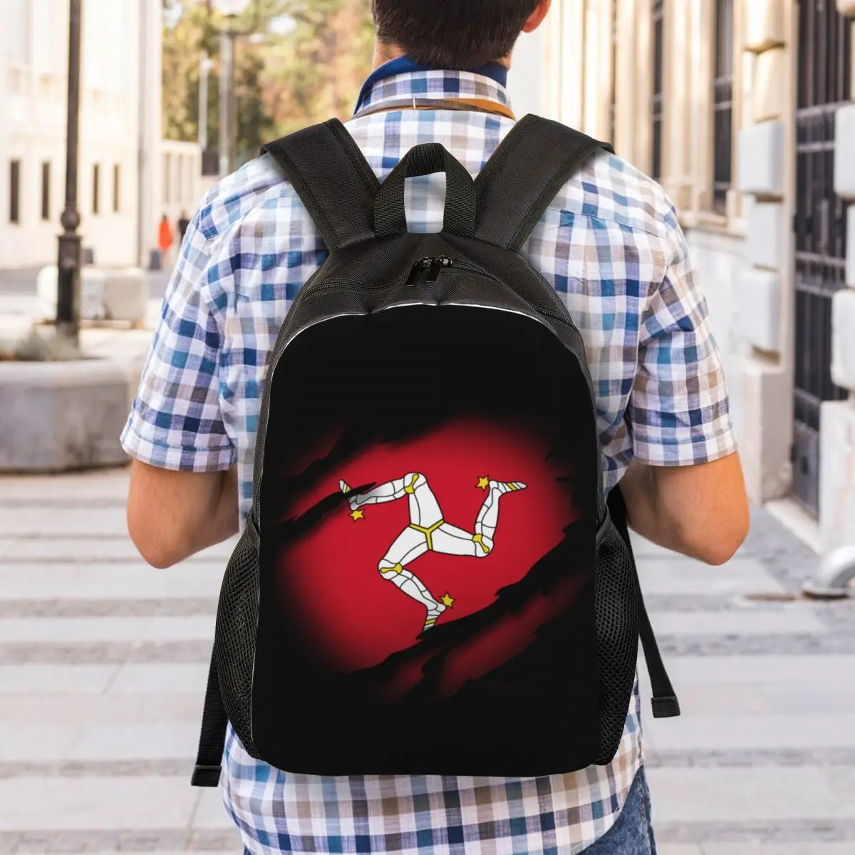 Isle Of Man Flag Laptop Backpack Women Men Basic Bookbag for College School Student Bags