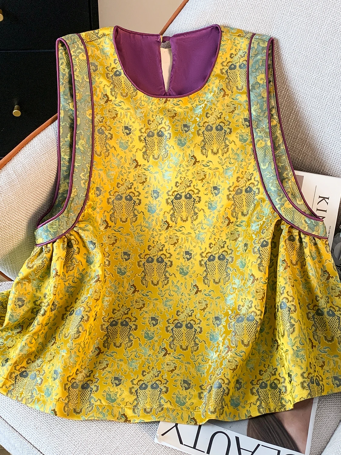 

Retro Print New Chinese Sle Vest Women's Spring Autumn Layering High-End Sensation National Sle Tang Costume oulder Pad...