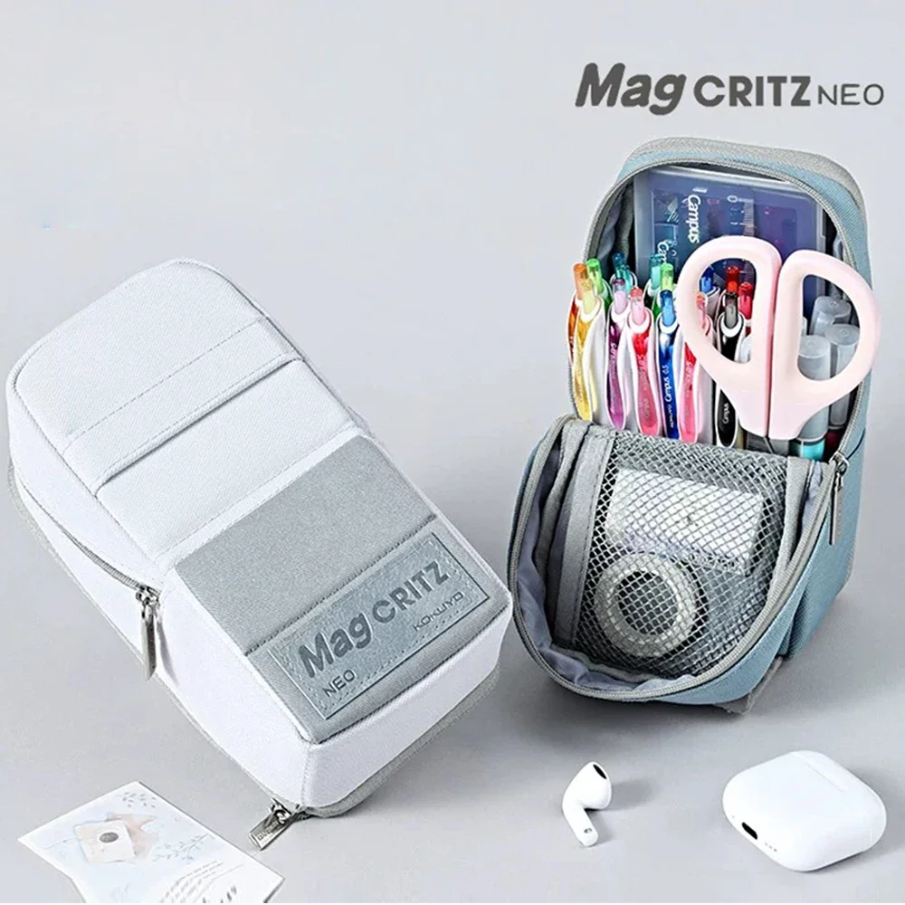 Japan Pencil Case KOKUYO Vertical Multifunctional Deformation Pen Bag 2-in-1 Can Stand Large Capacity Stationery School Supplies