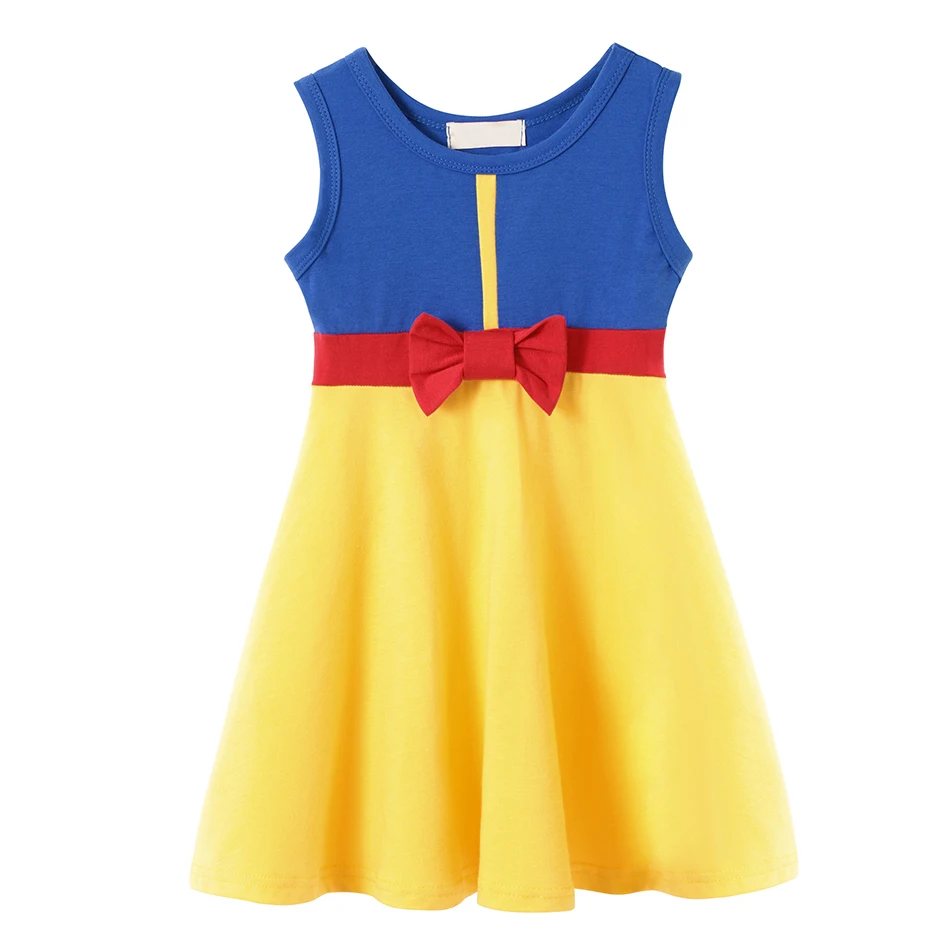 Fashion Girl Dress Snow White Princess Casual Outfits Sleeveless Summer Toddler Clothing Knit Patchwork One Piece Dresses Daily