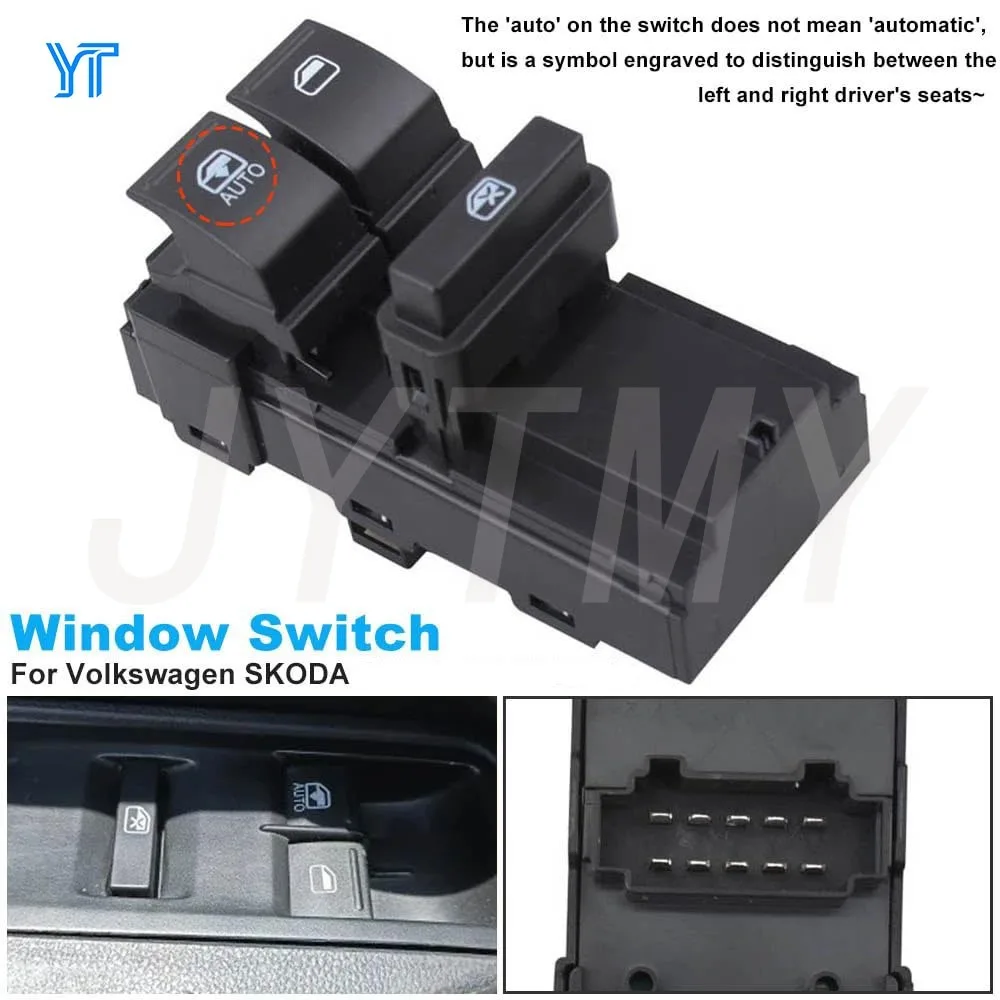 Interruptor Eléctrico para Ventanilla Delantera Izquierda para VW Volkswagen Polo Derby Vento 2011-2022, Botón Regulador de Control, Accesorios para Auto