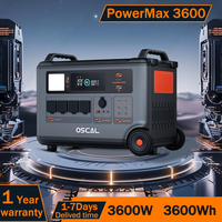 Oscal PowerMax 3600 Portable power supply, 3600Wh LiFePO4 Battery, 14 Outlets, 5 LED Light Modes Outdoor urgent power supply