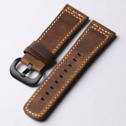 Handmade Vintage Leather Strap 28MM Width Head Layer Cowhide Leather Bracelet, Retro Style, For Seven Friday Bracelet Men Brown