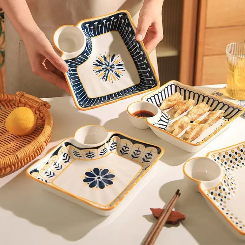 

【Nordic Dumpling Plate】 Ceramic Vegetable Plate, Home Western Cuisine Plate, Oven, Vinegar Strip Dip Plate, Dumpling Plate