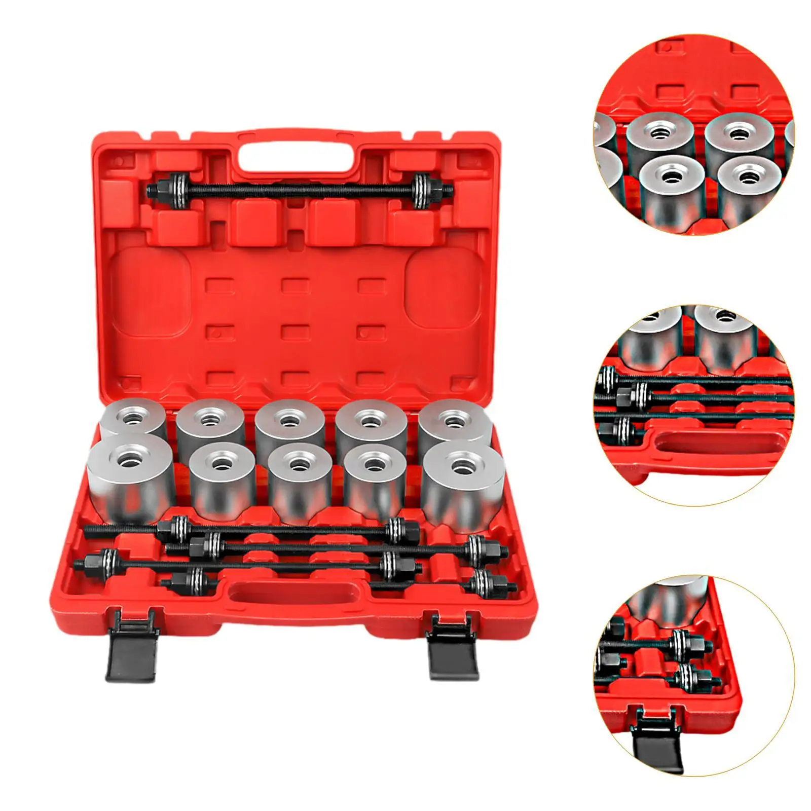 Kit genérico de manga de puxar e imprensa com caixa de armazenamento, conjunto de ferramentas de inserção de remoção de rolamento de arbusto de aço conveniente para veículos lcv