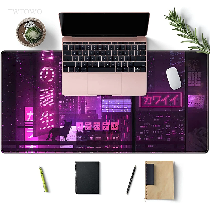 Purple Neon City Mouse Pad Gamer XL HD New Large Mousepad XXL Mouse Mat Natural Rubber Soft Office Mice Pad Desktop Mouse Pad
