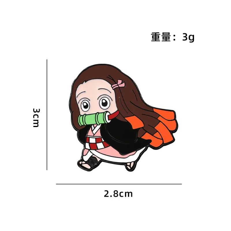 5Pcs/set Demon Slayer Chibi Enamel Pin Custom Brooch Tanjirou Nezuko Zenitsu Inosuke Giyuu Lapel Badge Cartoon Birthday Gift view 5