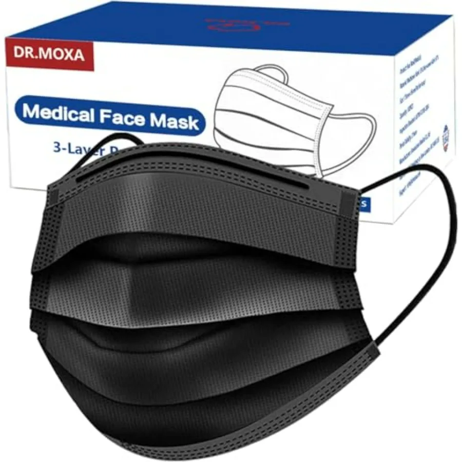 

Pack Medical Grade Black Disposable Face Masks, ASTM Level 2, Protective 3 Ply Face Mask for Adults, Comfortable, Soft, Breatha