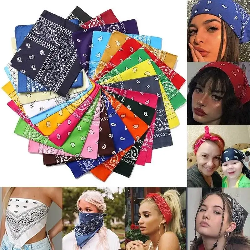 1-7pcs Unisex Men WomenBandana Hairband Cowboy Mens Biker Sports Headwear Wrist Hairwrap Single Sided Head Wrap Scarf