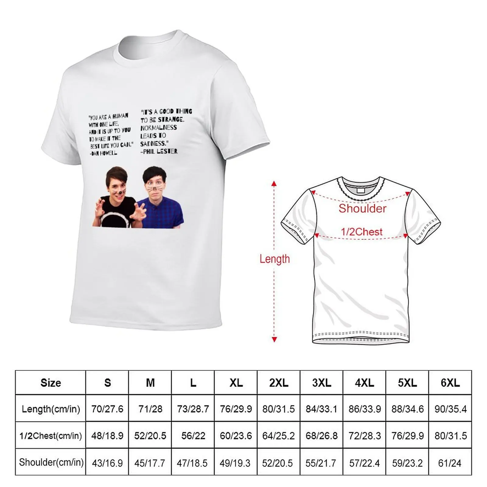 تي شيرت Dan and Phil Quotes تي شيرت مضحك تي شيرت رجالي قطن تي شيرت