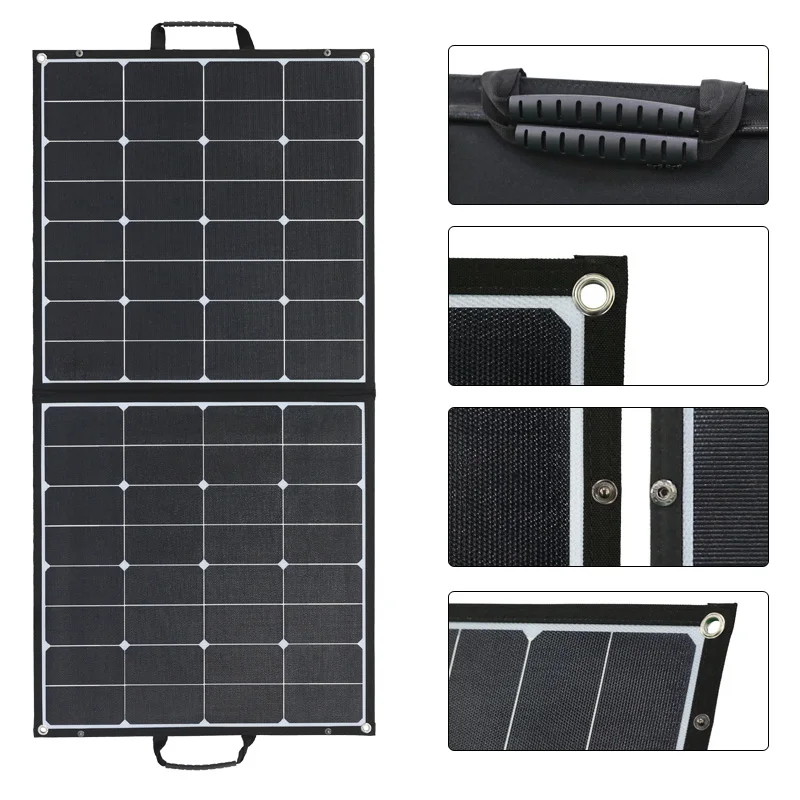 Portable 100W Foldable Solar Panel Charger Kit for RV, Boat, Camper, Roof, Cabin, Shed, Home,Summer Camping Van RV