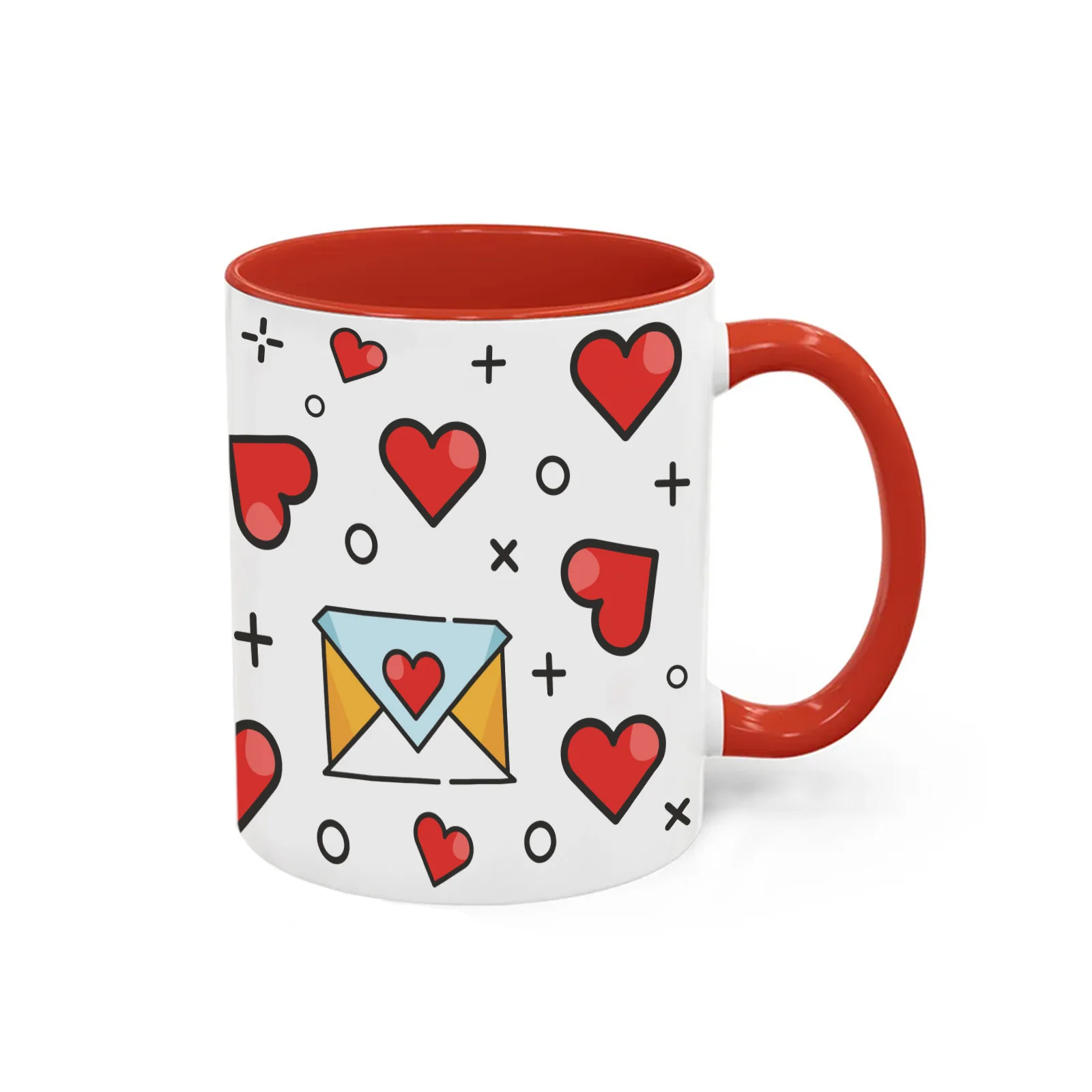 11oz Party Ceramic Cups with Handle 3D Print Love Heart &  Envelope Valentine's Day Festive Gift for Girlfriend Exquisite Mugs