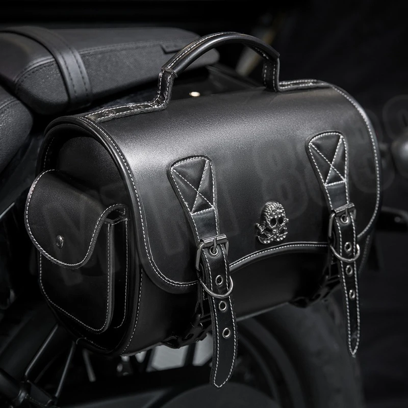 Motorcycle Rear Seat Bag Moto Hanging Bag Retro Universal High-capacity Rear Shelf Saddle Bag Motorcycle with Straps Knight Bags