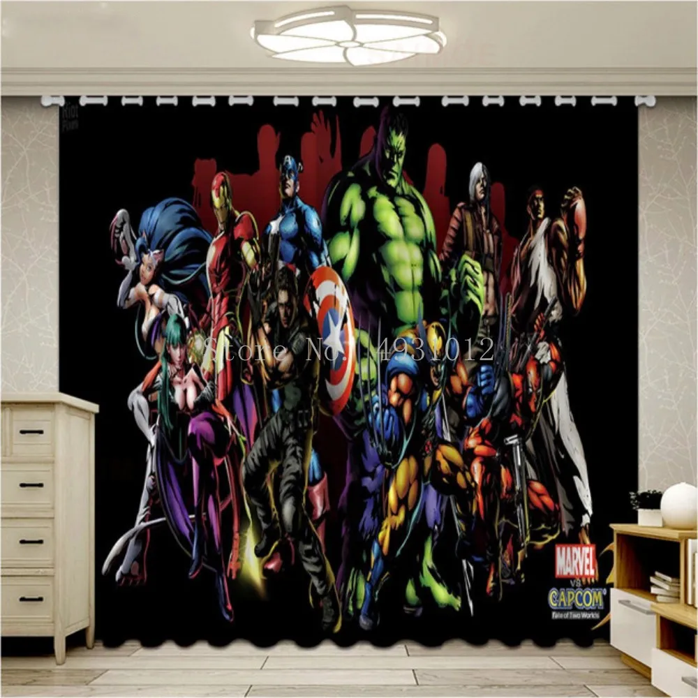 Blackout Curtain Cartoon Anime 160x160cm 3D Printed Window Drapes Bedroom Children's Room