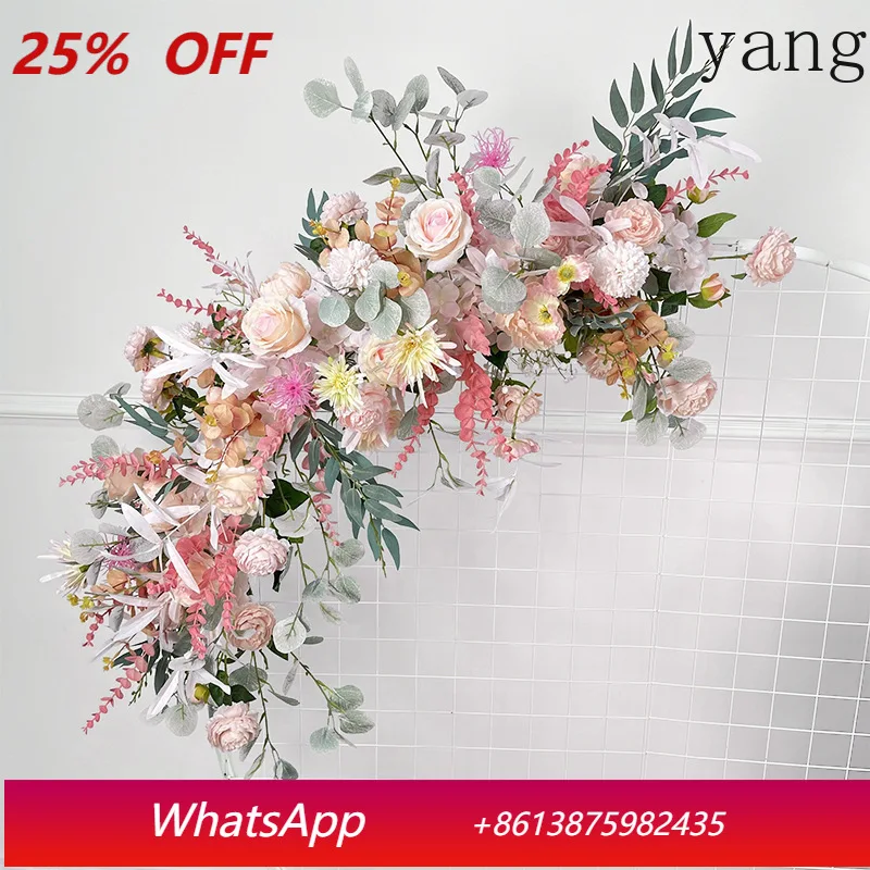 

Wedding Flower Simulation Artificia Silk Flowers Arch Round Pavilion Art Window Decoration Wedding Props T Stage Leaf Hanging