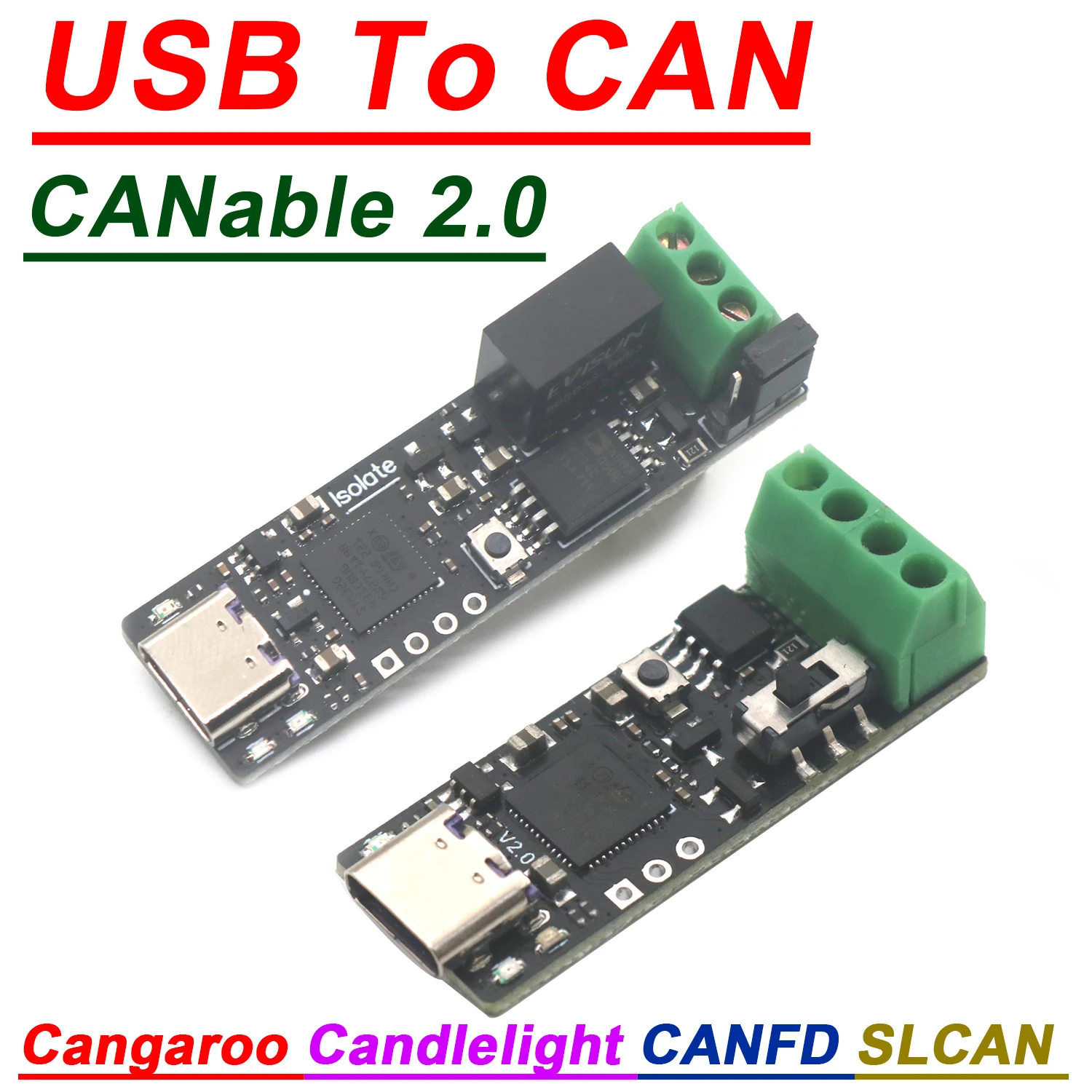 Type-C USB To CAN CANable 2.0 Cangaroo Candlelight CAN-FD SLCAN Debugger CAN Bus Analyzer Debugging Tool Software Communication