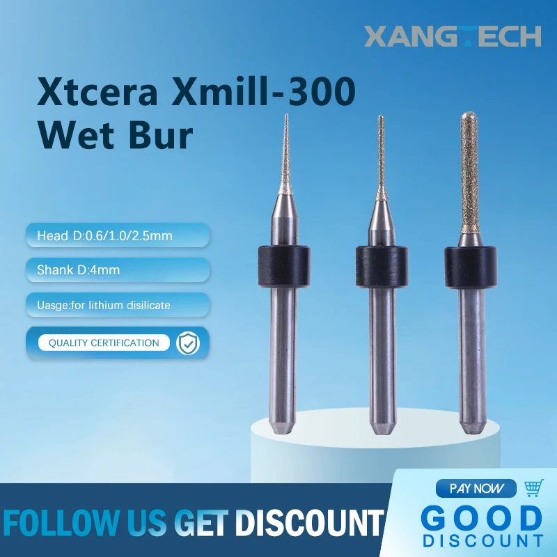 

Xtcera Xmill-300 Glass Ceramic Milling Burs Dental Xmill 300 Wet Cutters Shank D 4mm for Lab
