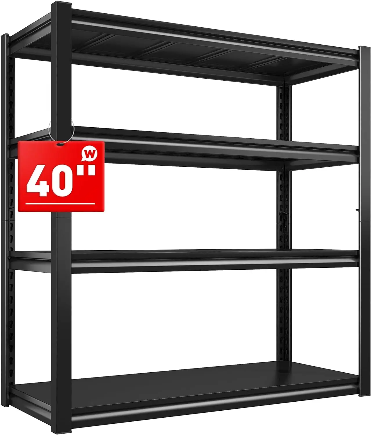 

Raybee 40" W Garage Shelving Storage Shelves 4 Tier Adjustable Metal Shelves for Storage 1600LBS Heavy Duty 1-4pc optional