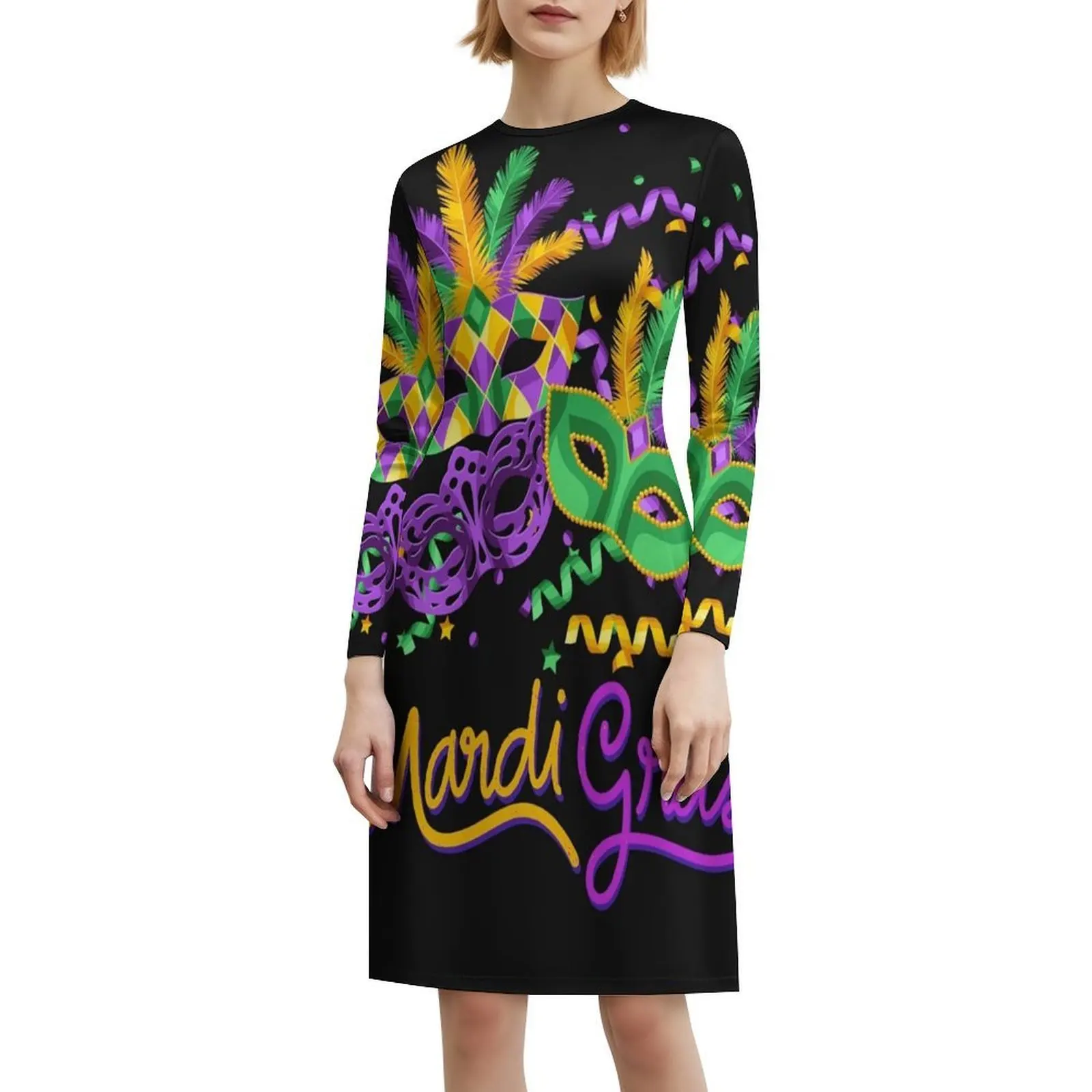 ماردي غرا 2023 زي مع قناع الاطفال رجل إمرأة الكورية نمط فستان كاجوال للنساء بسيط اليومية مكتب سيدة فساتين Mardi