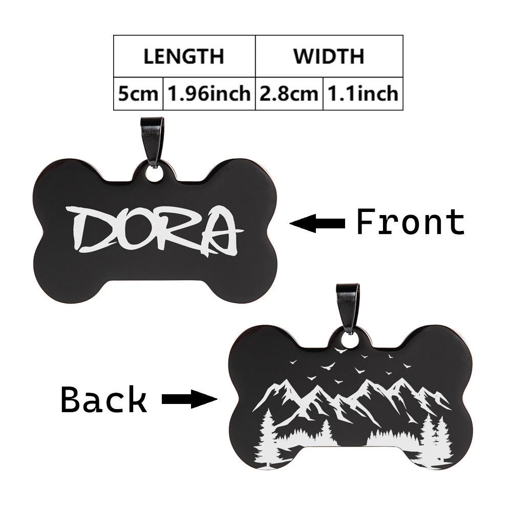소형 및 대형견용 맞춤형 이름 ID 태그, 맞춤형 주소 태그, 뼈 모양 강아지 펜던트, 목걸이 분실 방지 애완 동물 태그