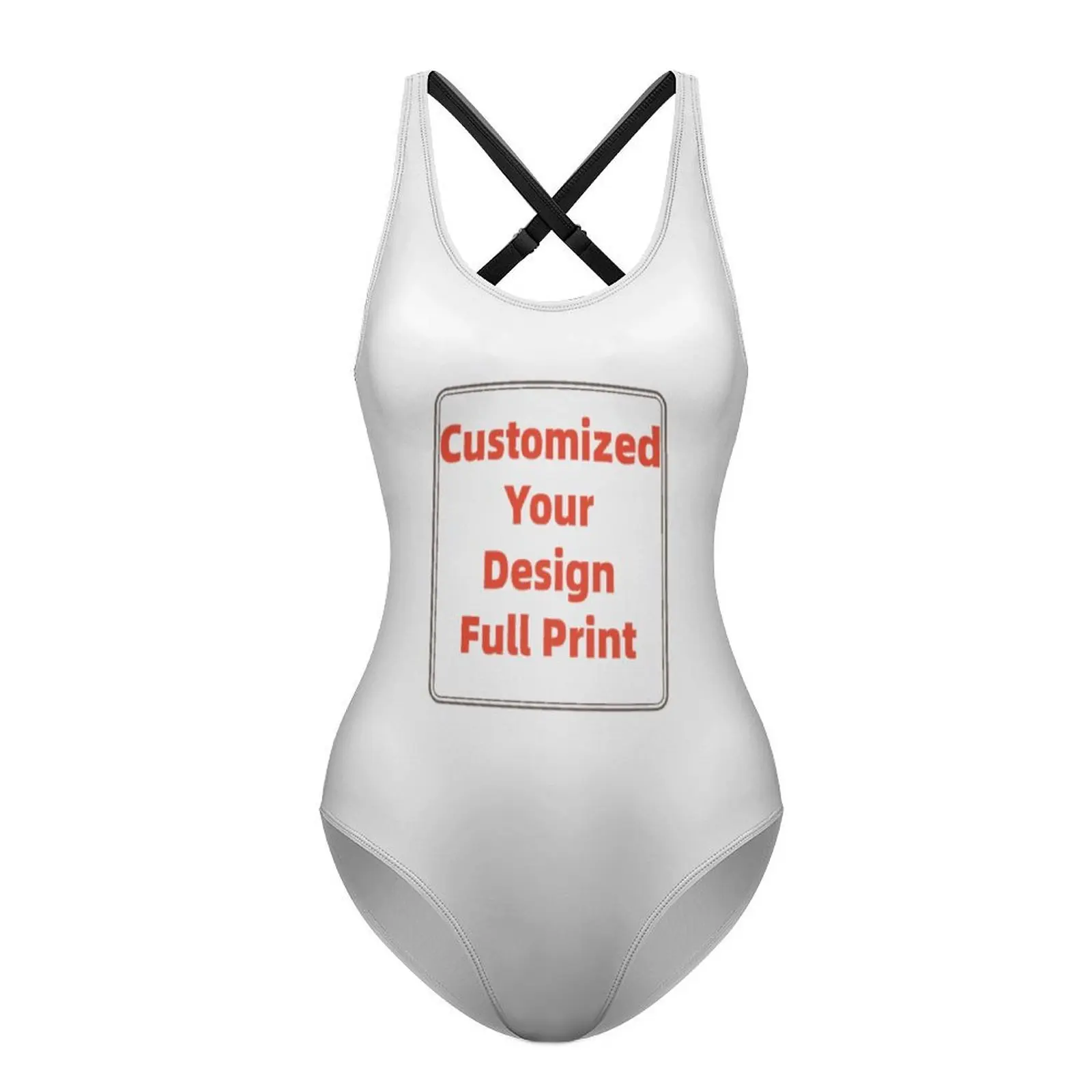 Personalized Women's One Piece Swimsuit with Adjustable Straps, Crossing Back Design