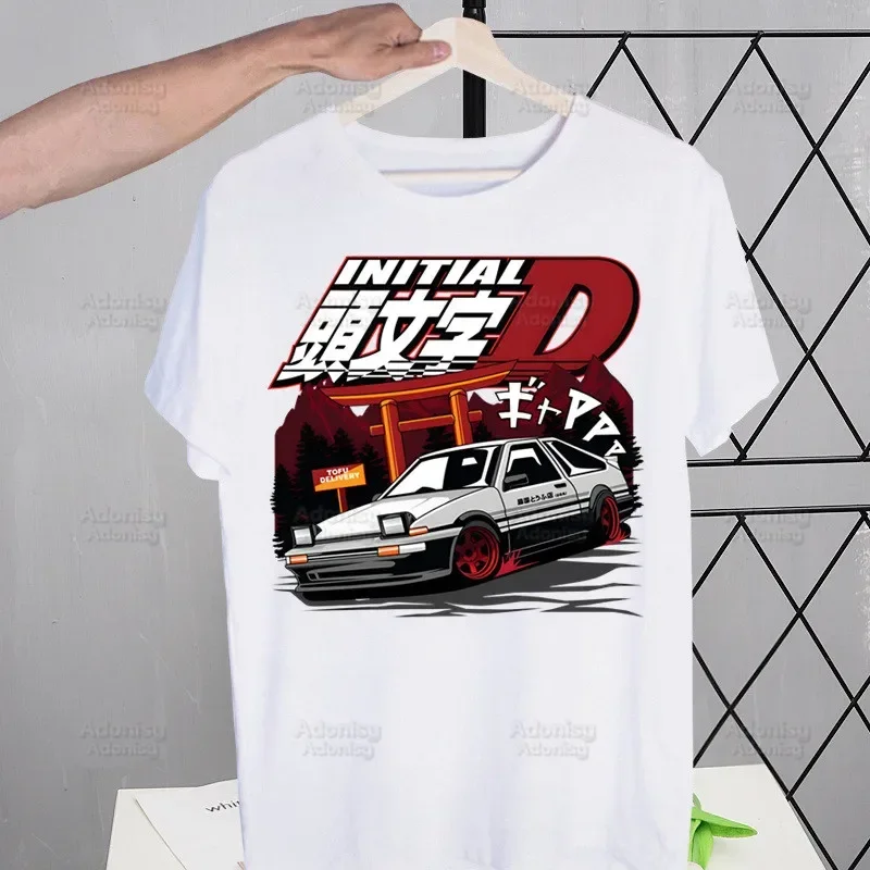 AE86 Japan Anime JDM T Shirt Men Retro Tops Tees Harajuku Initial D Racing Drift Car Tshirt Streetwear Hip Hop Male T-shirts