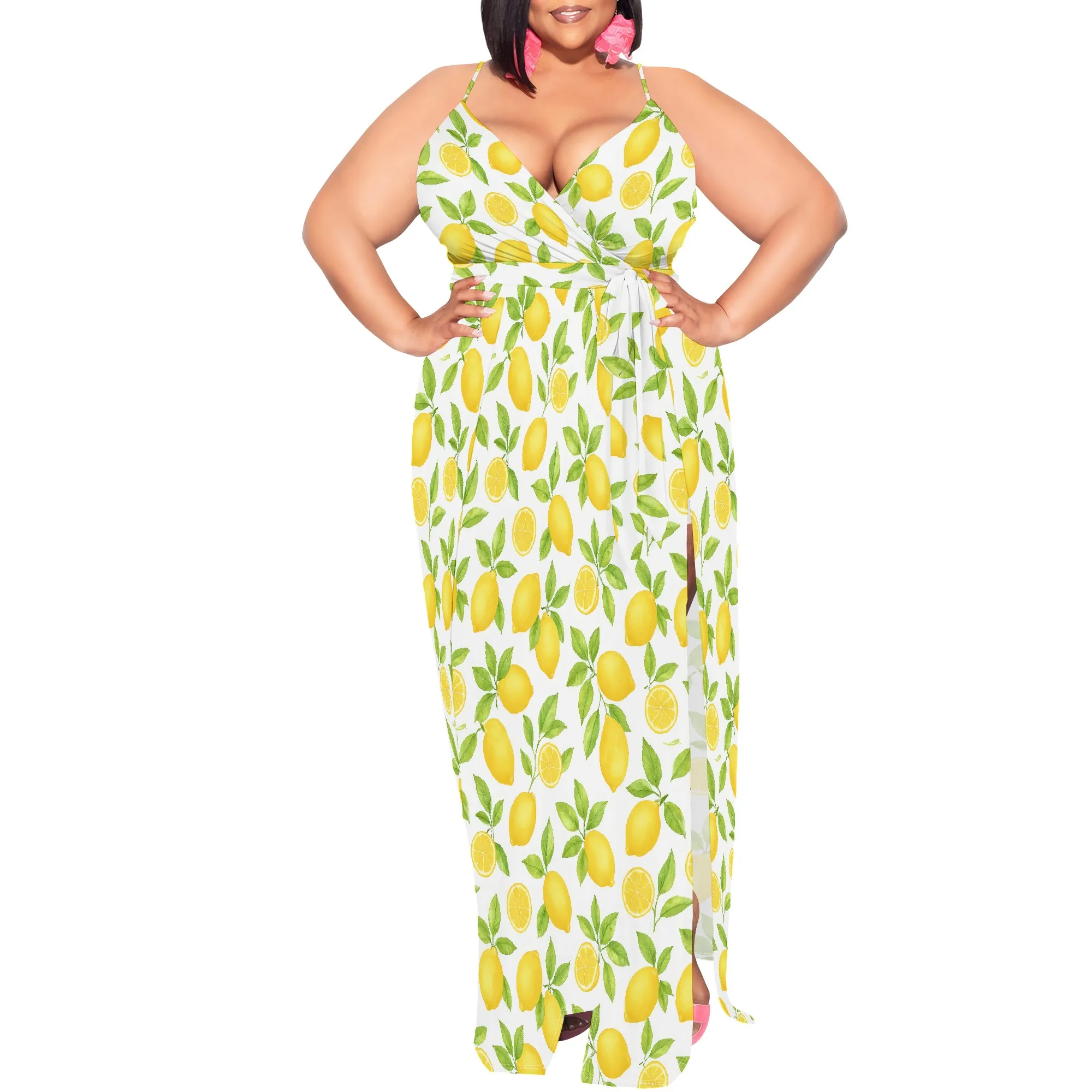 

Womens Sleeveless Sexy Deep V-Neck Maxi Slit Dress Casual Summer Beach Sundress Long Flowy Split Dresses