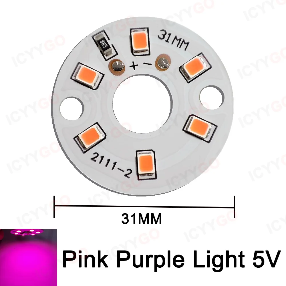 Full Spectrum Fill Light Source Board, Folha de Luz Noturna, Baixa Tensão, DC Luz Quente, 31mm, LED5V