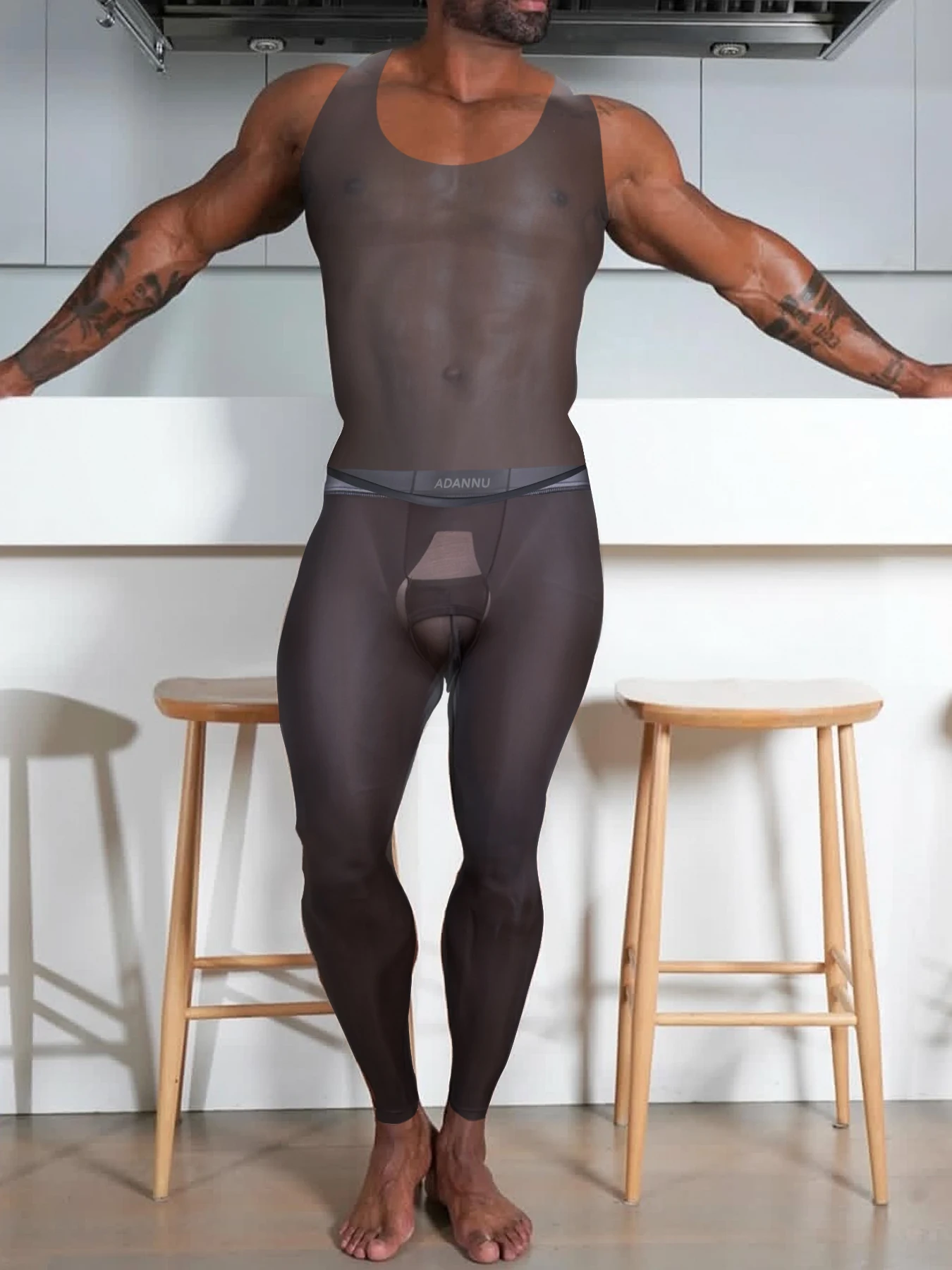 3Pcs Mixed Colors Sexy Transparent Men's Lingerie Sports Vest-Elastic Off-Shoulder Summer Comfortable Breathable Base Layer