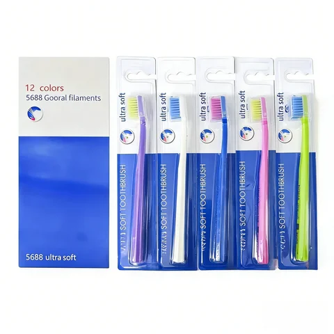 12pcs/Box Middle Soft-Bristled Toothbrush Set for Adults with Tongue Cleaner Anti-Slip Handle Mixed Colors Dental Care Home Use