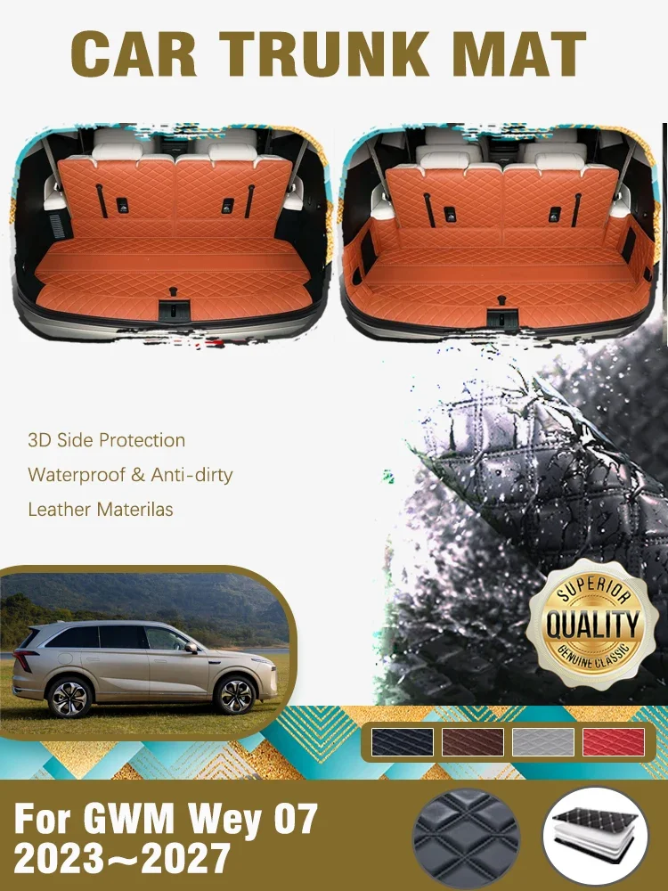 Dywaniki samochodowe do bagażnika GWM Wey 07 Lanshan Blue Mountain 2023 2024 2025 2026 2027 Skórzane pokrowce Cargo Liner Carpets Auto Akcesoria — zdjęcie 2