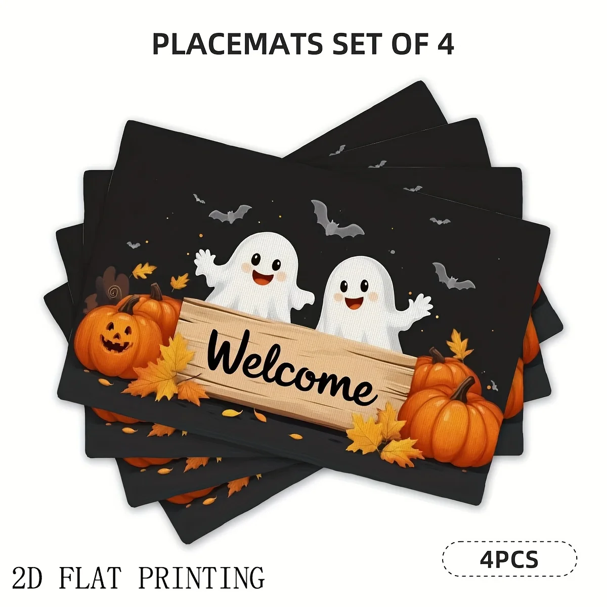 

4pcs/6pcs, Halloween Placemats, Ghost Pumpkin Placemats, Suitable for Banquet Parties, Kitchen Decorations, Home Decorations