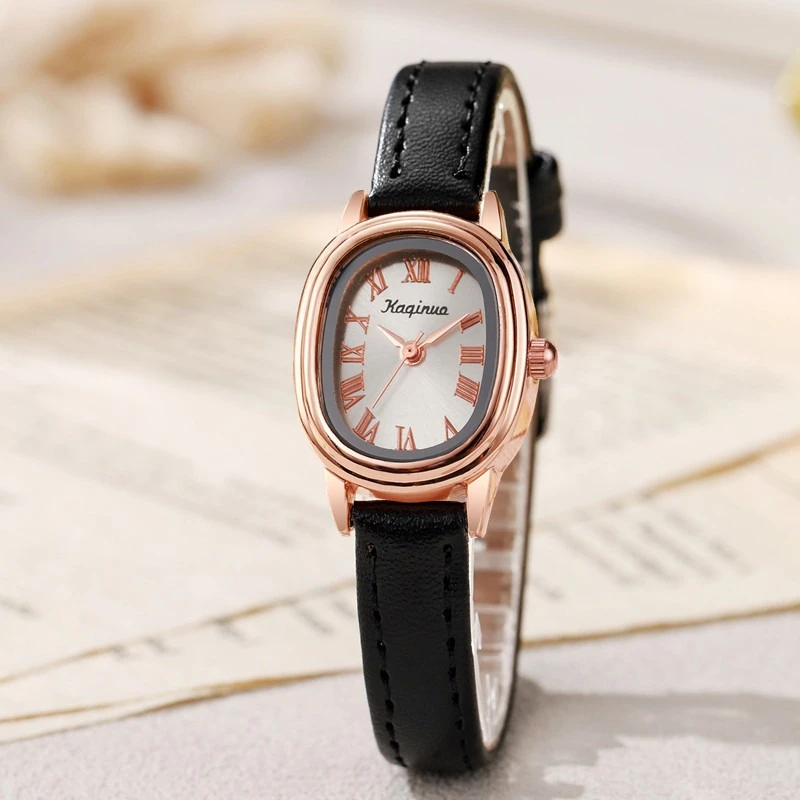 ساعة نسائية كورية نمط نسائي بيضاوي لوحة بسيطة حزام متخصص طالب مدمج شعور راقي