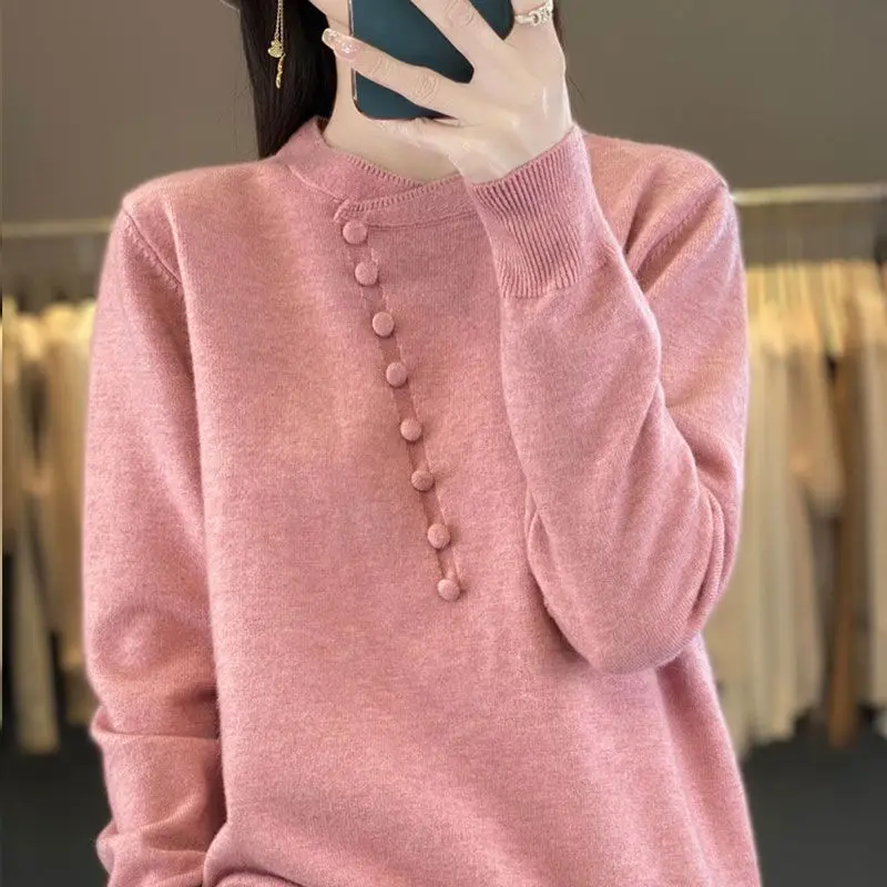 

Женский вязаный свитер в китайском стиле в стиле ретро, базовый слой, мягкая шерстяная смесь, длинный свек, теплый топ на осень и зиму