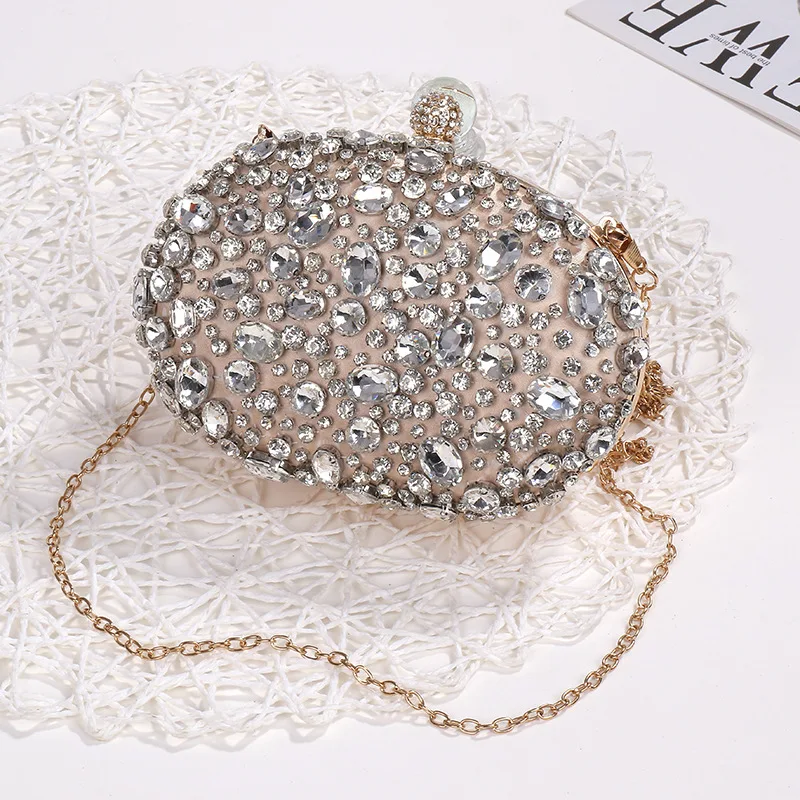 Bolso de mano de lujo para fiesta de cumpleaños para mujer, bolsa de noche con diamantes plateados y cristales dorados para boda, Boutique nupcial, Rosa