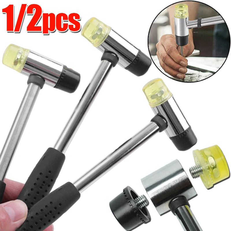 1/2PCS Double Headed Mounting Hammer High Elastic Deformation Repair Hammer Detachable Long Handle Fixer Home Improvement Tool