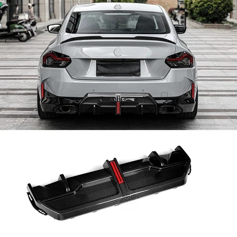 

For BMW G42 M240i Sports model with lights Dry Carbon Fiber Rear Bumper Lip For BMW 2 Series Coupe G42 M235i M240i 2021+