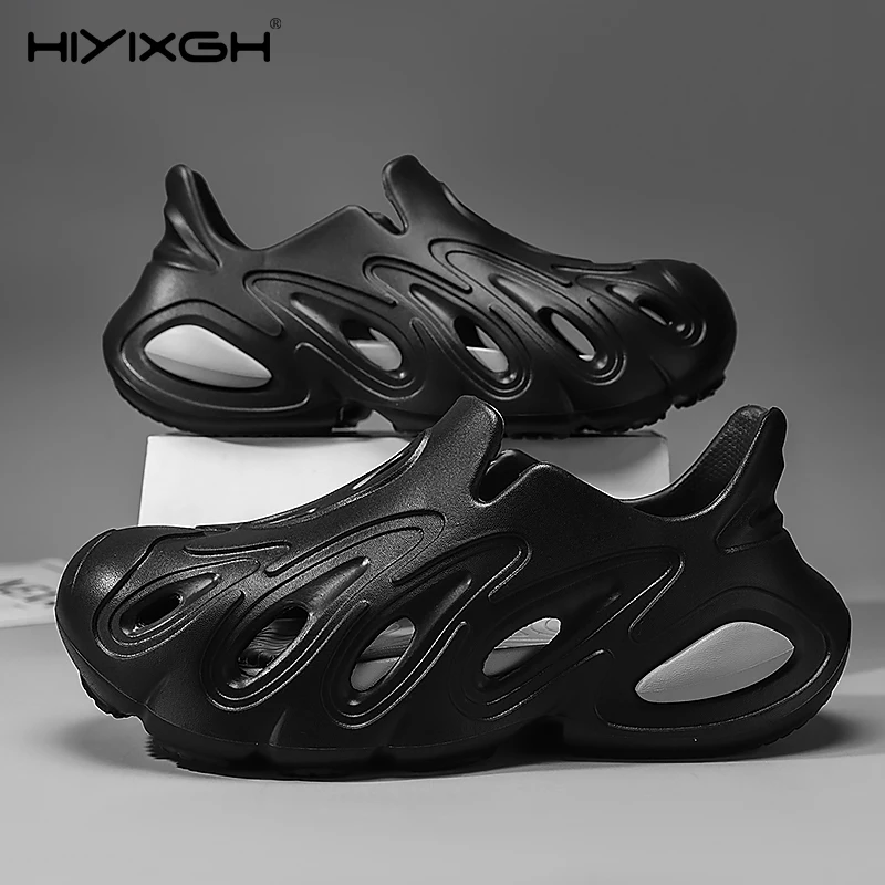 

Мужские уличные сандалии, спортивные тапочки, пляжные шлепанцы, дышащие сабо, мужская садовая обувь, нескользящие походные мужские и женские уличные сандалии