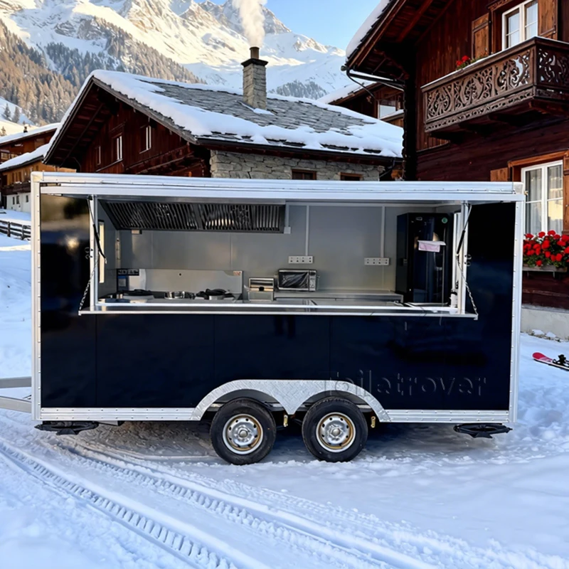 

Usa Uk Standard Movable Food Truck Outdoor Mobile Food Truck Trailer Fully Equipped Food Trailer with Led Lights Screens