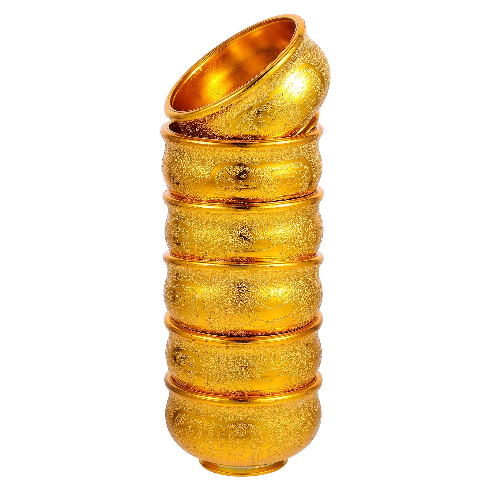 

6Pcs Treasure Bowl Collection Fine Finish Wealth Bowls for Home Decor Positive Energy Altar Offerings and Feng Shui Decoration