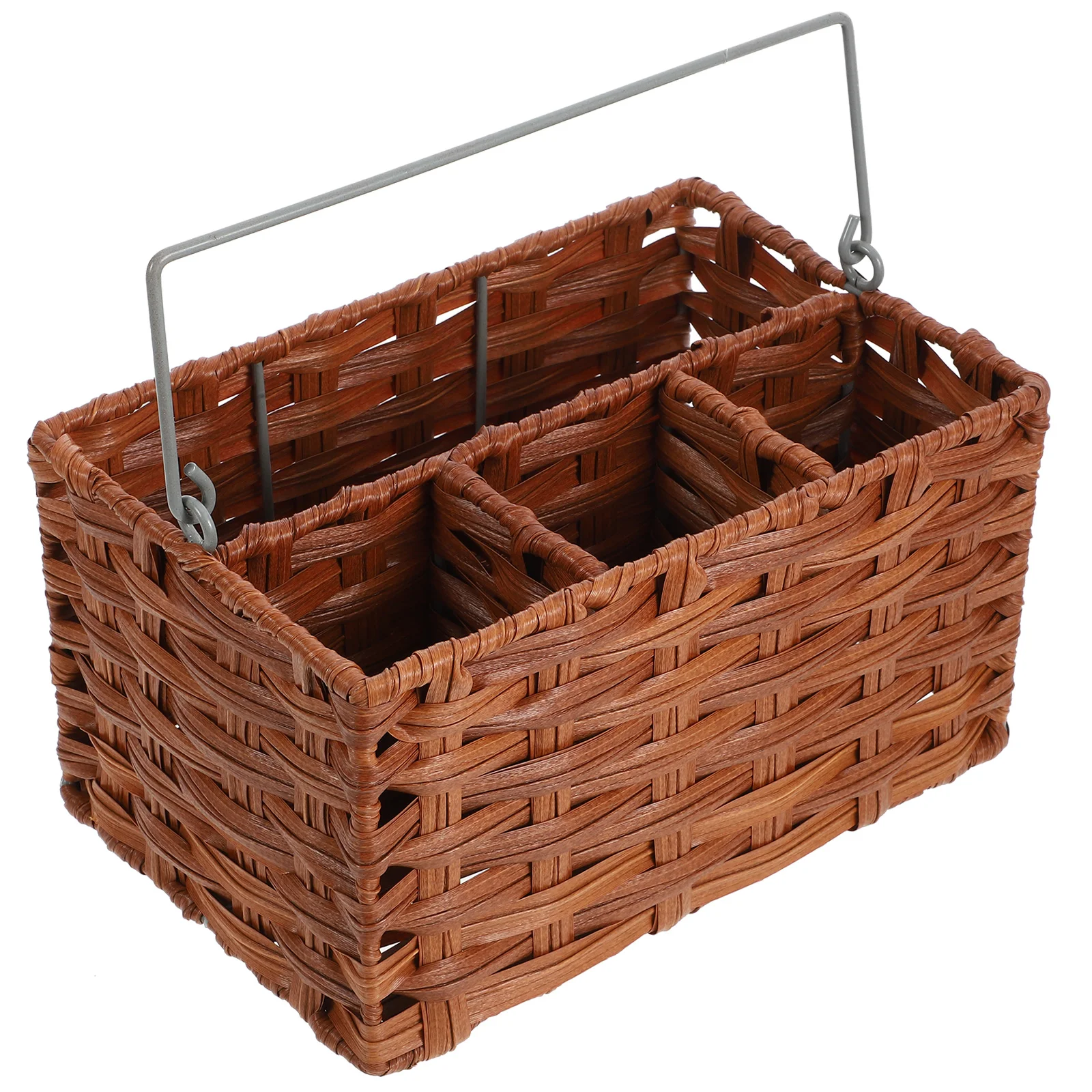 

Cutlery Storage Rattan Basket Picnic Wicker Market Rustic Holder Utensil Kitchen Organizer Shelf